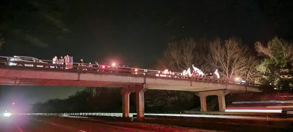 The group on the Clear Creek Bridge over I-20. Photo by David Day